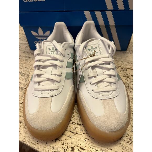 NEW ADIDAS ORIGINALS SAMBAE Women's 9 White/ Wonder Blue - Picture 8 of 12